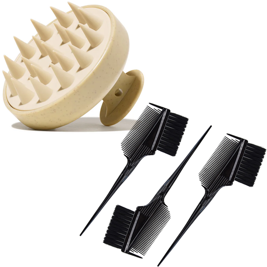 Scalp Massager + (Pro Hair Dye Brush, 3pcs)